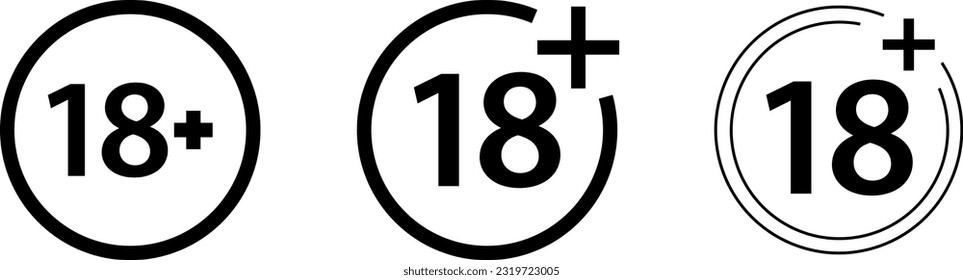 No 18 years old, under eighteen sign collection isolated on a white background. vector illustration