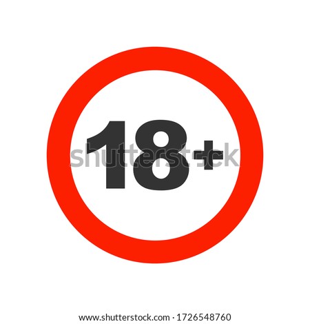No 18 years old, under eighteen sign isolated on a white background. vector illustration