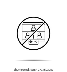 No 3 players, screen, game, game controller icon. Simple thin line, outline vector of esport ban, prohibition, embargo, interdict, forbiddance icons for ui and ux, website