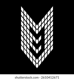 No 3 racing style. The number is formed by a square arrangement. Perfect for t-shirts, sports cars, motor sports, property, architecture, construction and buildings.