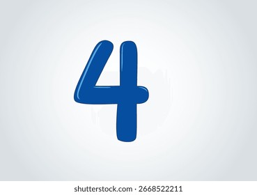 Nr. 4 in blauer Farbe, schöne Illustration einzeln auf Hintergrund 
