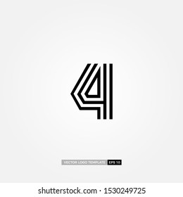no 4 logo design with line black color