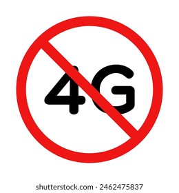 No 4G Signal Sign on White Background