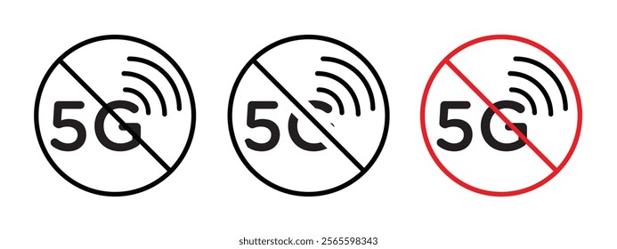 No 5G sign vector in black and red colorsal sign vector in black and red colors
