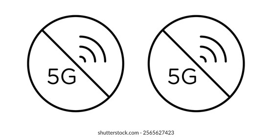 No 5G sign vector in black and red colorsal sign vector in black and red colors