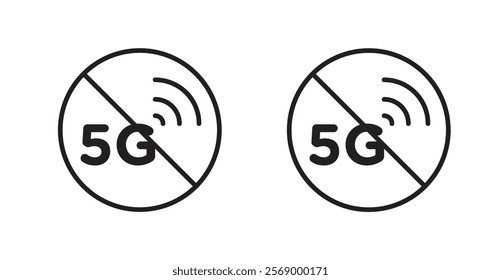 No 5G sign vector set vector graphics designsal sign vector set vector graphics designs