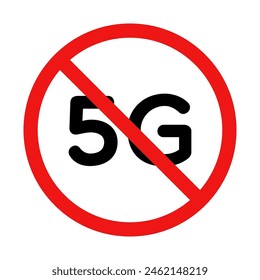 No 5G Signal Sign on White Background