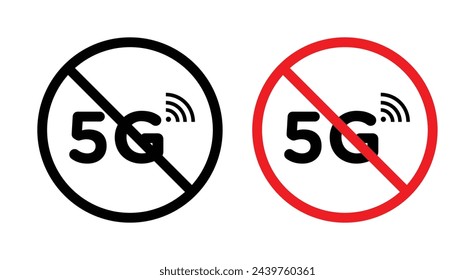 No 5G signal sign. No 5G technology mobile vector symbol. No 5G network logo.