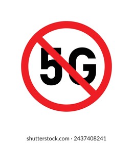 No 5G signal sign vector line icon illustration.