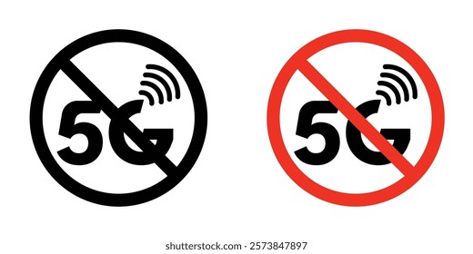 No 5G signs vector setal signs vector set