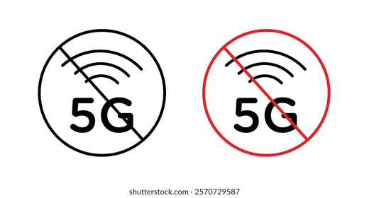 No 5G signs vectors on white background.