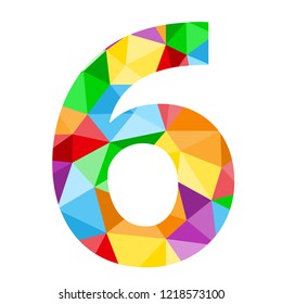 No 6 with colorful vector polygon pattern