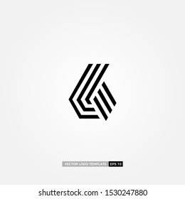 no 6 logo design with line black color