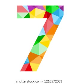 No 7 with colorful vector polygon pattern
