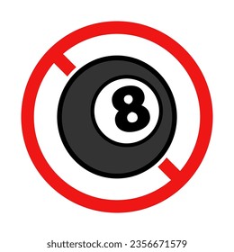 No 8 Ball Sign on White Background