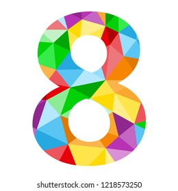 No 8 with colorful vector polygon pattern