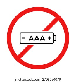 No AAA Battery Sign on White Background