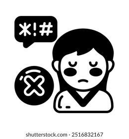No Abuse Glyph Icon, Vector illustration