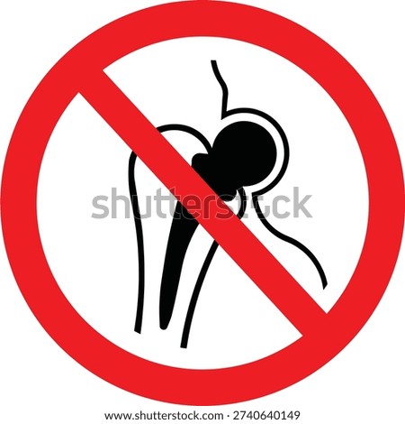No acces for persons with metalic implants. Prohibition signs icon. Red prohibition sign symbols. Vector illustration icon.