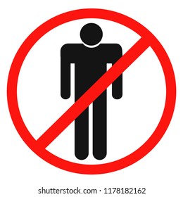 No access, no entry, prohibition sign with man silhouette, vector illustration.
