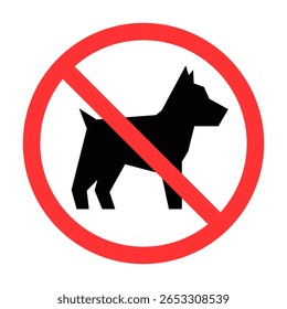 No access, no entry, prohibition sign with dog silhouette. Vector