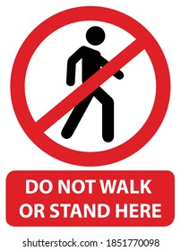 No access for pedestrians prohibition sign, no trespassing sign, authorized personnel only, do not walk or stand here vector footprint  in prohibition sign, no crossing pictogram. vector illustration.
