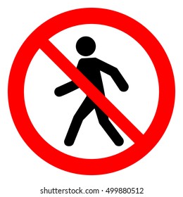 No access for pedestrians prohibition sign, vector illustration.