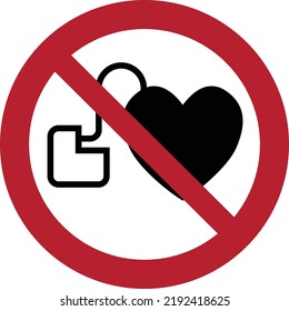 No access for people with active implanted cardiac devices sign.