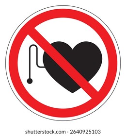No Access for People with Active Implanted Cardiac Devices – Pacemaker Restriction Sign, Medical Safety Notice, Electromagnetic Hazard Warning, Health Compliance