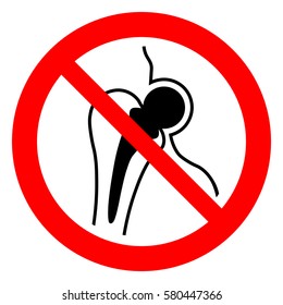 No access for people with metallic implants. No metallic implants area, prohibition sign.