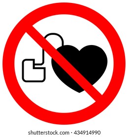 No access for persons with pacemakers sign , no pacemakers sign , vector illustration