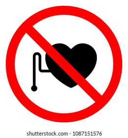 No Access For Persons With Pacemakers Symbol, Vector Illustration, Isolate White Background Icon. EPS10