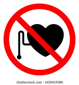 No Access For Persons With Pacemakers Symbol Sign, Vector Illustration, Isolate On White Background Label .EPS10
