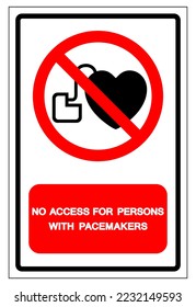 No Hay Acceso Para Personas Con Signo De Símbolo De Pacemakers, Ilustración De Vectores, Aislado En Etiqueta De Fondo Blanco .EPS10