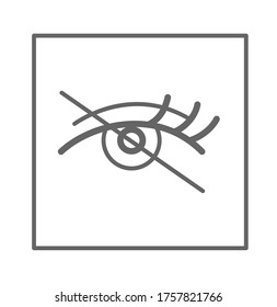 No access pictogram. Simple  eye icon crossed with line. You don’t have permission to look.