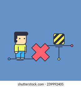 no access to the technical equipment. Conceptual illustration. line art style