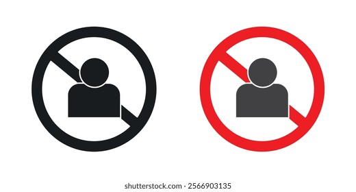 No account signs set in black and colored