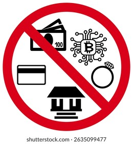 No accumulation of wealth or financial benefit Sign, Symbol of economic issues or recession