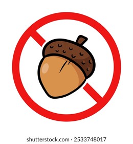 No Acorn Sign on White Background