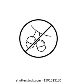 No Acorns icon. Simple thin line, outline vector of ban, prohibition, forbid icons for UI and UX, website or mobile application