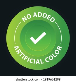 'no added artificial color' vector icon with tick mark. green in color