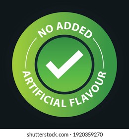 'no added artificial flavor vector icon with tick mark,  green in color svg