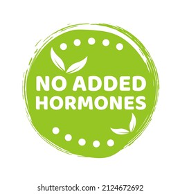 No added hormones green label in flat style on white background. Vector banner illustration.
