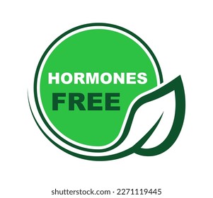 No Added Hormones label. Hormone free icon. Natural, organic, certificated product sign. Healthy food. Vector illustration.