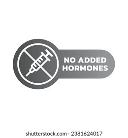 No added hormones vector label. Hormones free meat or food sticker.