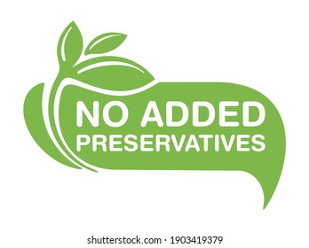 No Added Preservatives flat sign for healthy natural food products composition labels - vector isolated pictogram in 2 variations with outline plant leaf. Vector illustration