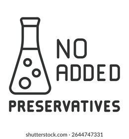 No added preservatives, icon in line design. No-added-preservatives, clean-label, natural, preservative-free, healthy, food, organic on white background vector. No added preservatives, editable stroke
