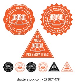 No Added Preservatives Seals Icons Set