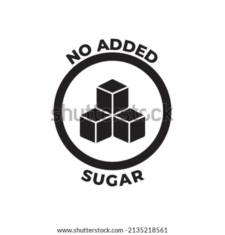 No added sugar icon in black flat glyph, filled style isolated on white background