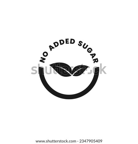 No added sugar icon or No added sugar label vector isolated in flat style. No added sugar icon for product packaging design element. Simple No added sugar label for packaging design element.